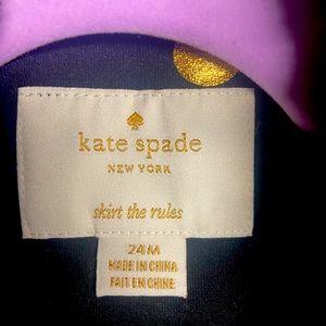 Kate Spade toddler black and gold polka dot blacker with faux fur collar
